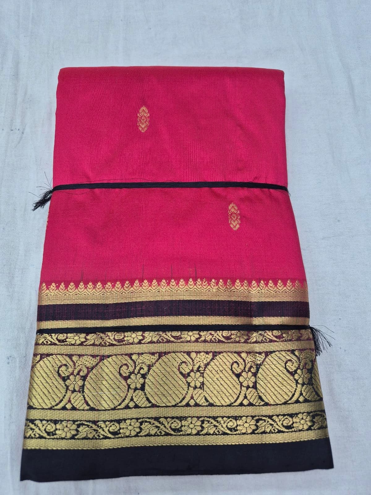 Red Dharmavaram Silk Saree with Black Border