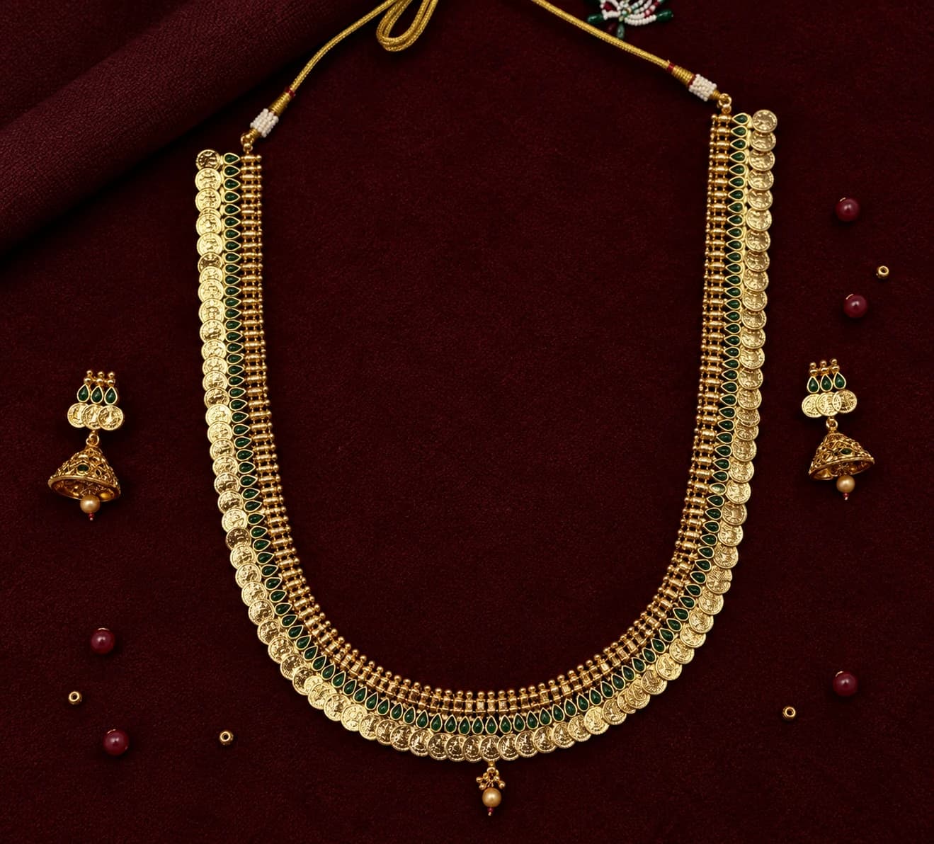 Kasumalai Haram w Earrings | Long Haram | Fashion Jewellery | NAV1443