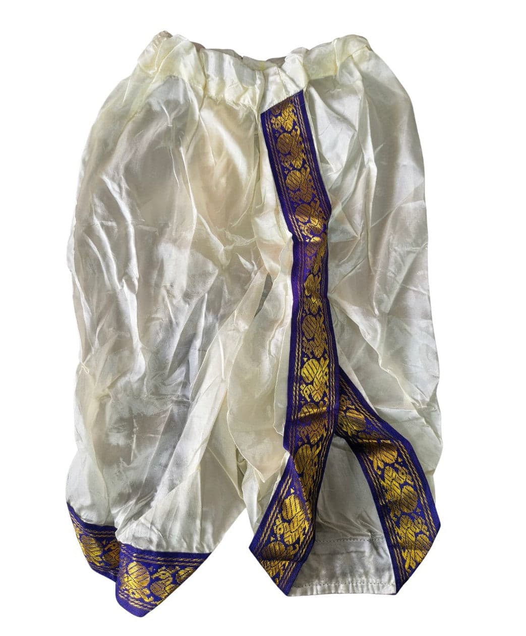 Panchakacham Krishnar Pant detail, imitation gold zari, art silk costume.