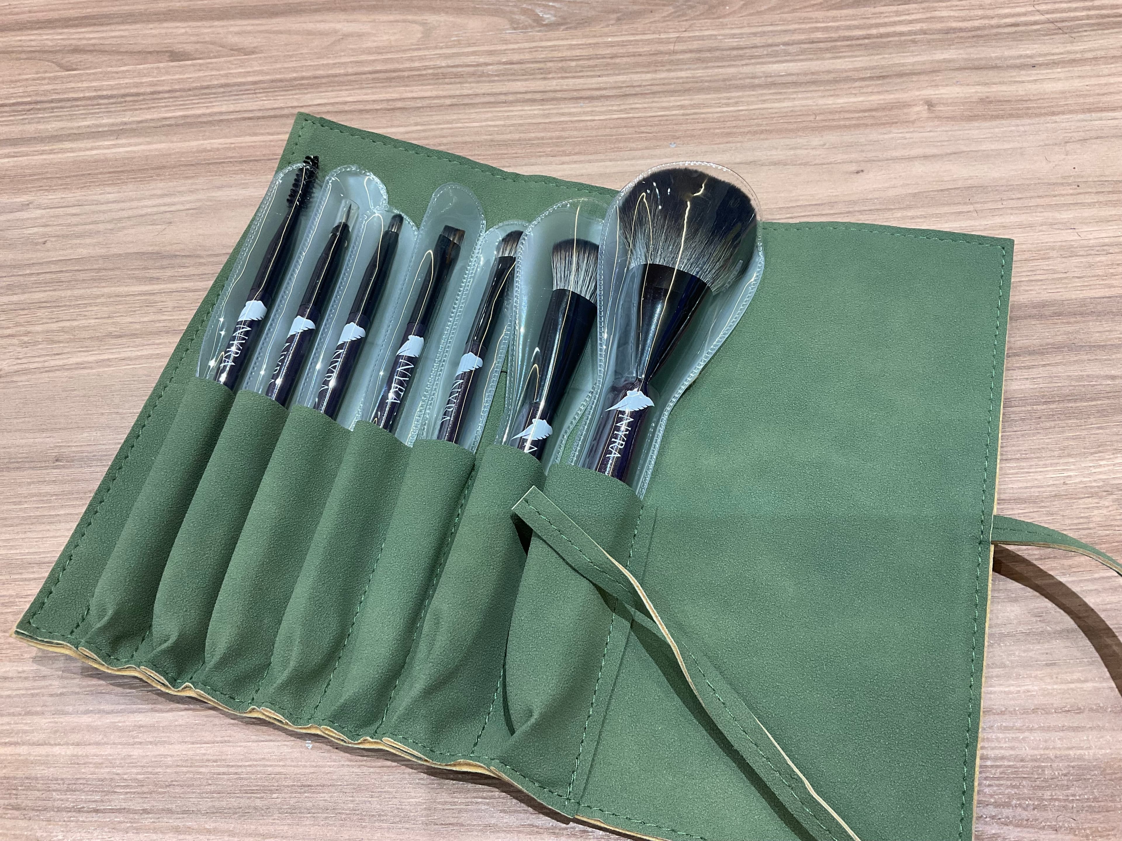 Close up of Nyra Dance Makeup Brush Set Bristles. High-quality professional makeup brush.