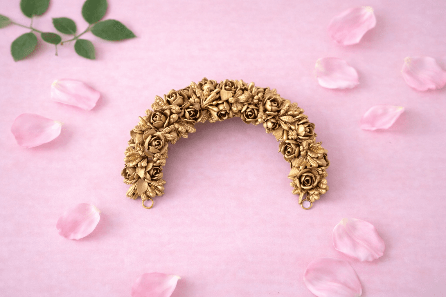Bharatanatyam hair veni, Rose Veni pearl accessory, wedding and dance hair styling