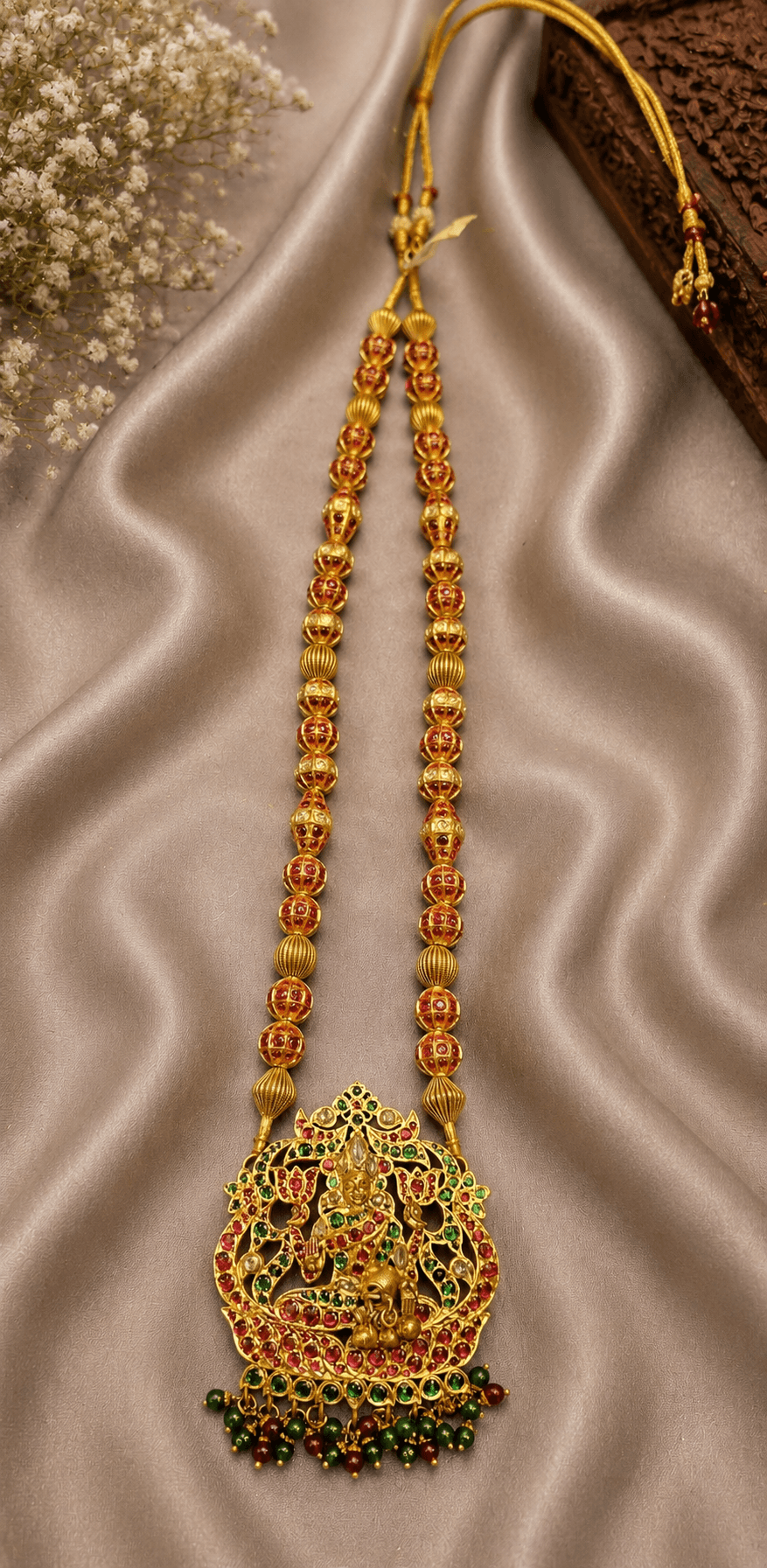 Haram | Original temple jewellery | Lakshmi Balls Malai | Long Haram |  TJRS848