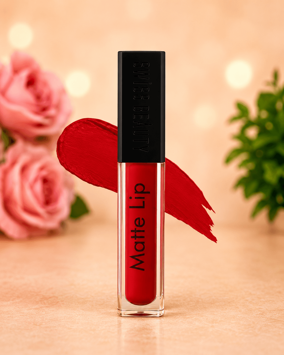 Classical dance makeup set with red lipstick, pancake, and beauty blender for stage presence.