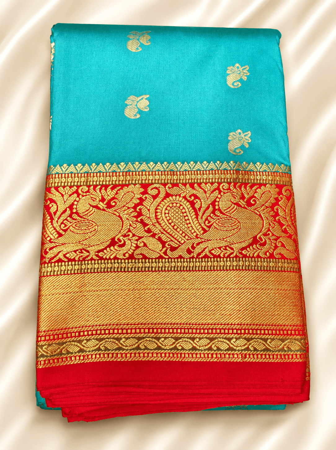 Ramar Green with Red | Semisilk Saree | SV919