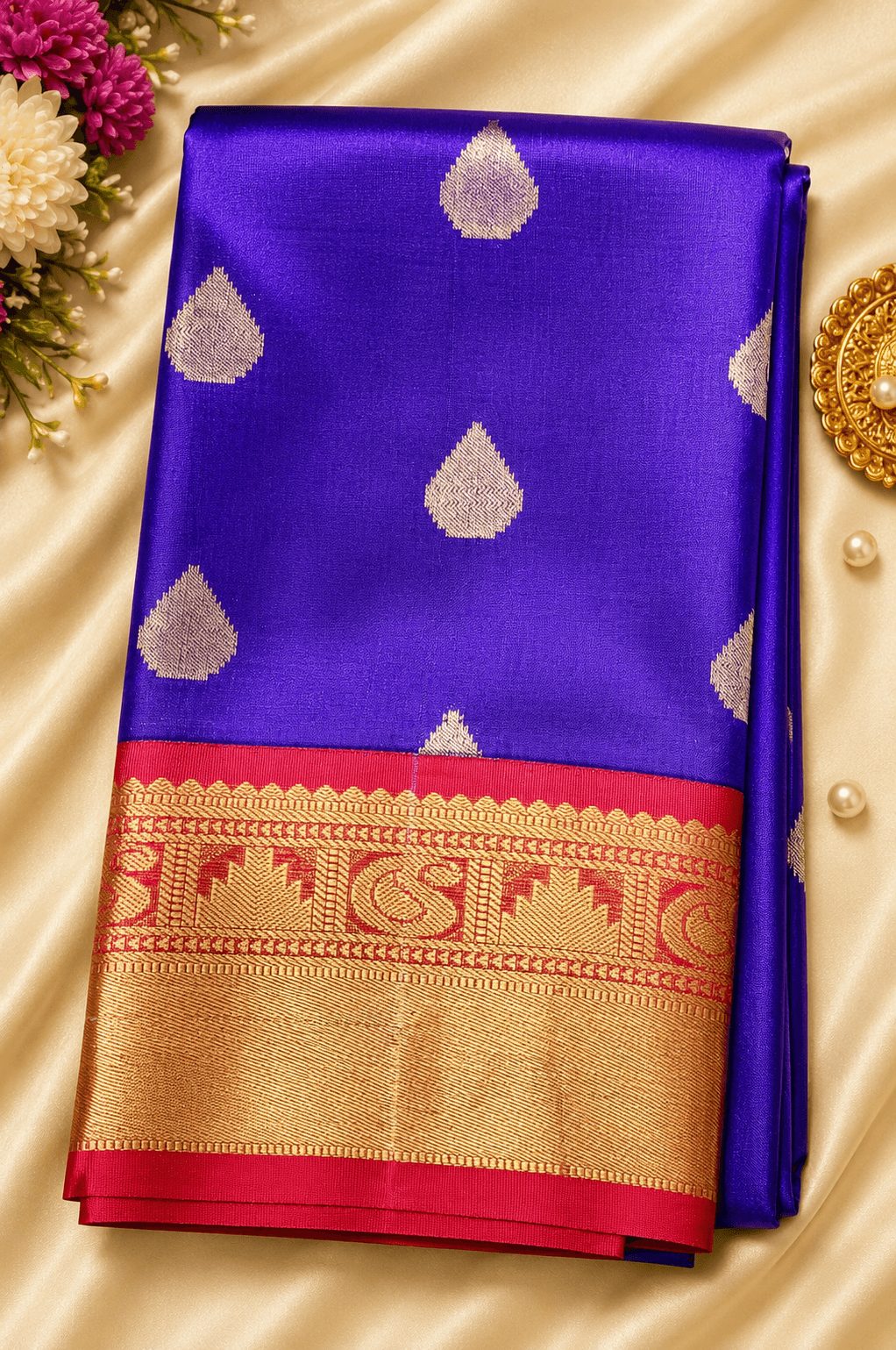 Purple with Red | Semisilk Saree | SV908