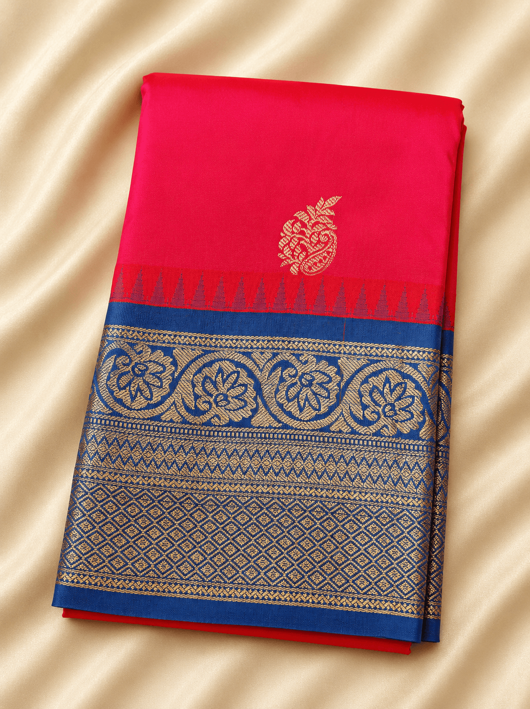 Pink with Blue | Semisilk Saree | STP11
