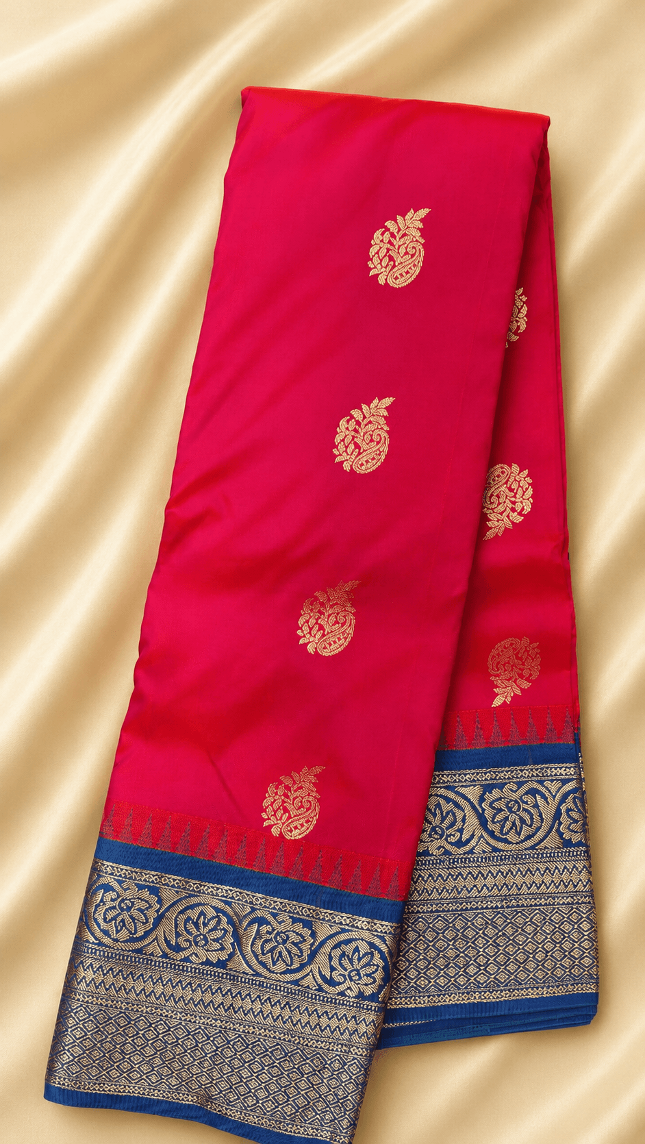 Pink with Blue | Semisilk Saree | STP11 - Image 2