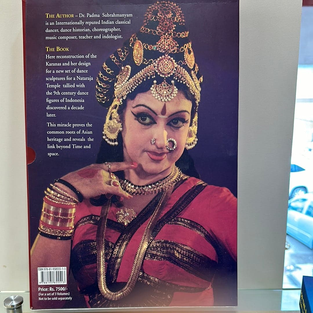 Karanas by Dr. Padma Subrahmanyam. Inside pages showing dance poses and sculpture images.