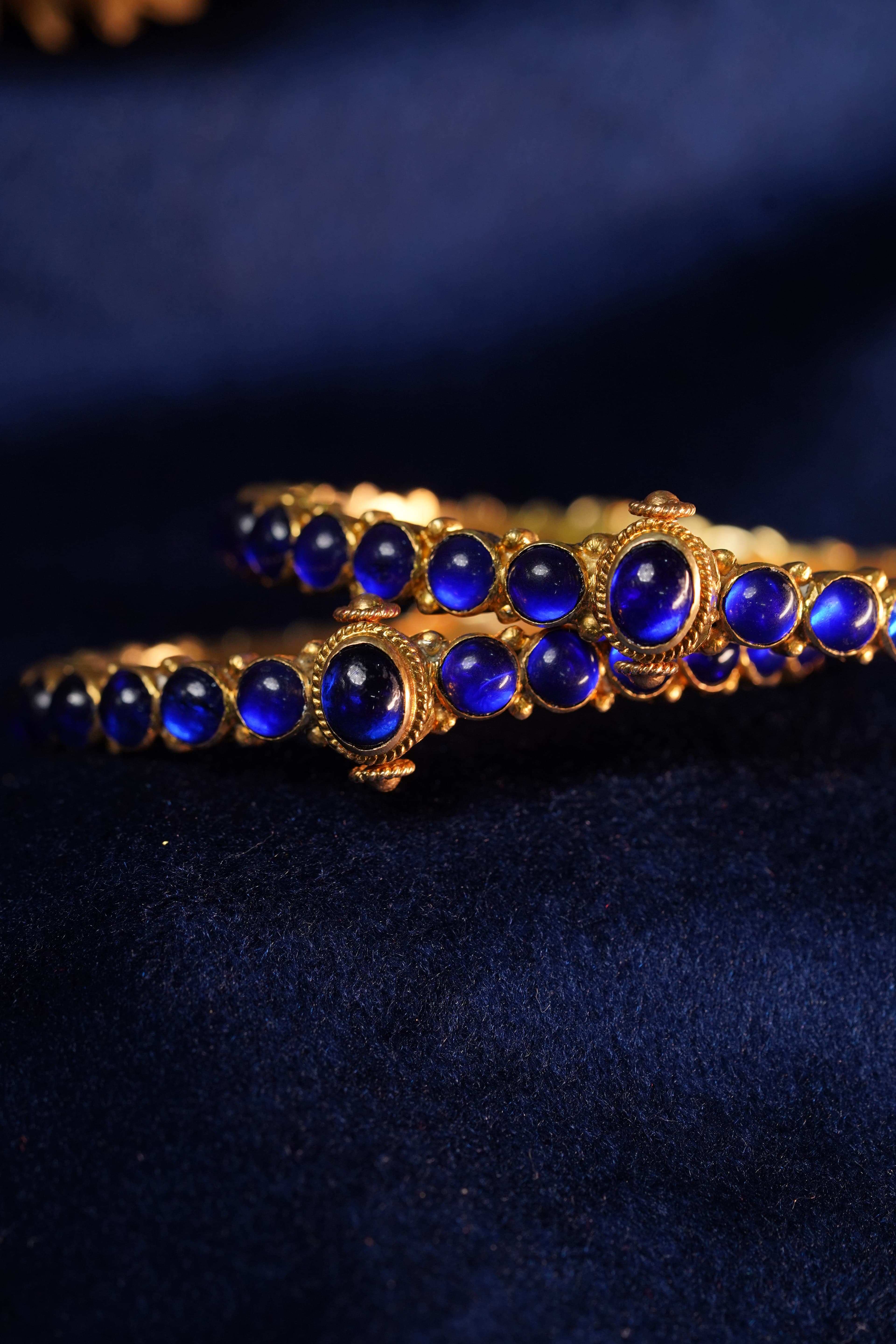 Blue Pearl Open screw type Bangle, side view, highlighting the open screw mechanism and high-quality finish