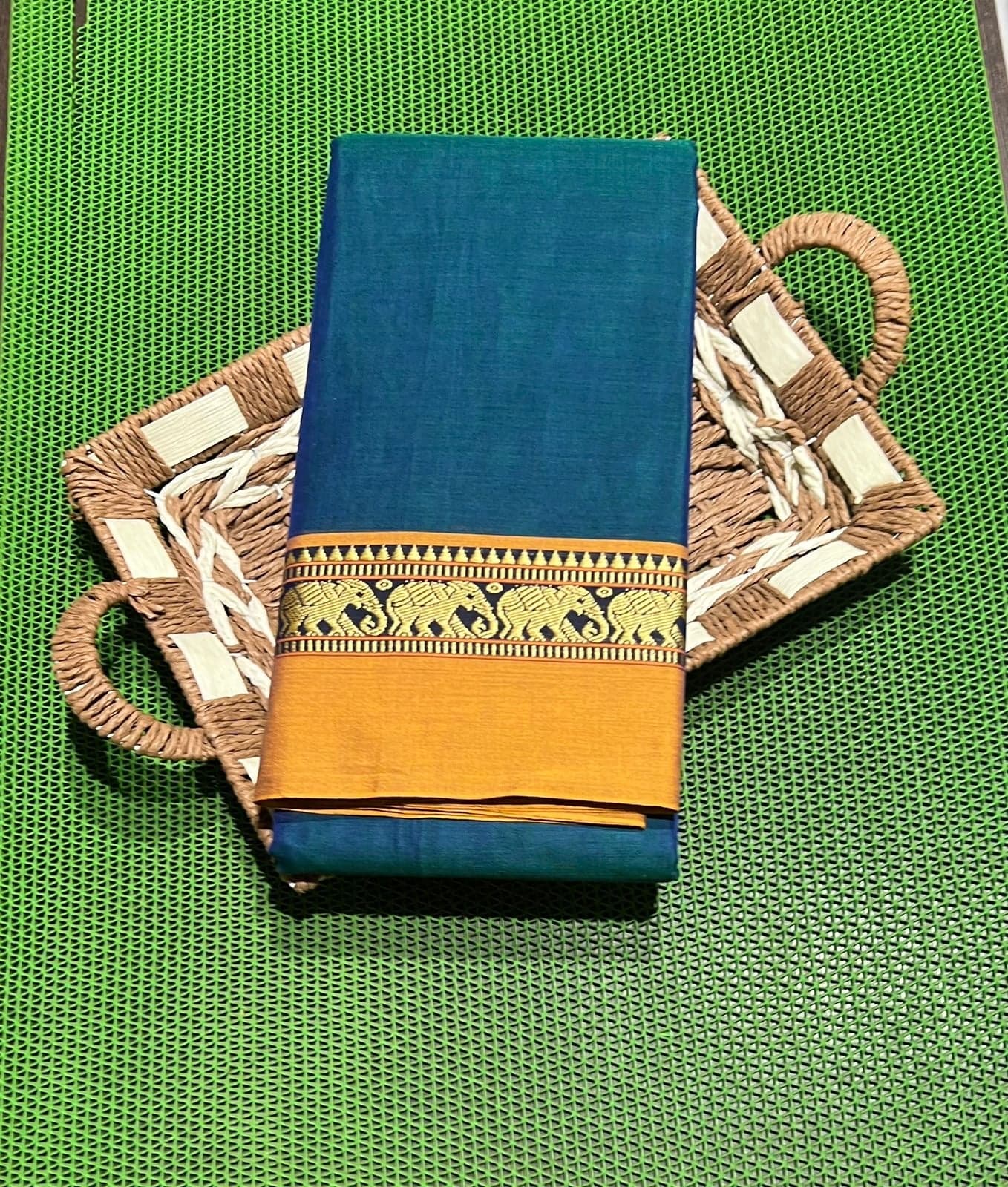 Cotton Ready to Wear Saree, close up of pleated thavani top. Dance practice attire.