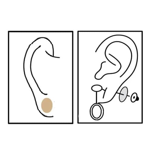 Oval-shaped Ear Lobe Patches for earring support; frosted anti-slip surface detail.