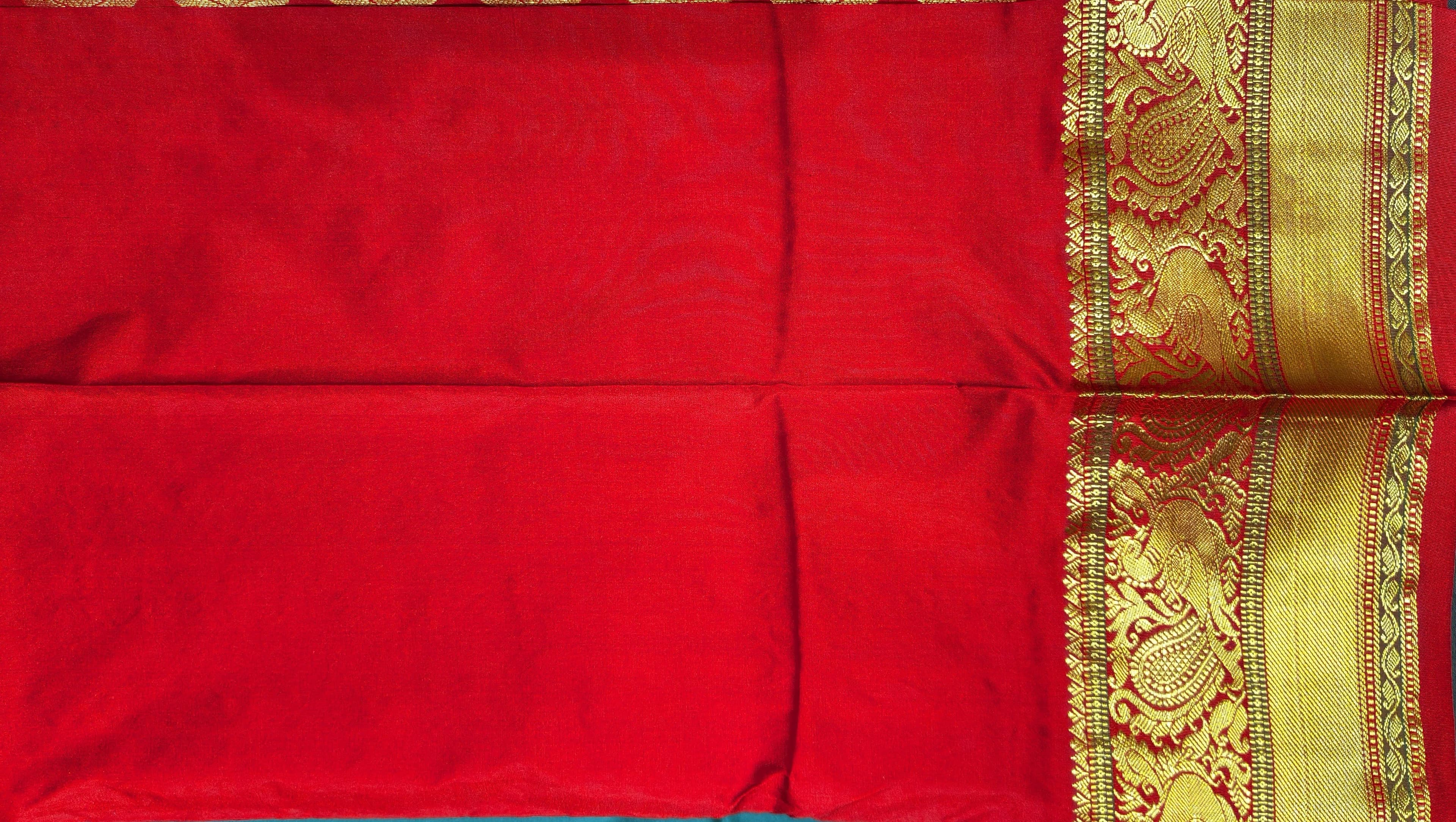 Ramar Green with Red | Semisilk Saree | SV919 - Image 4