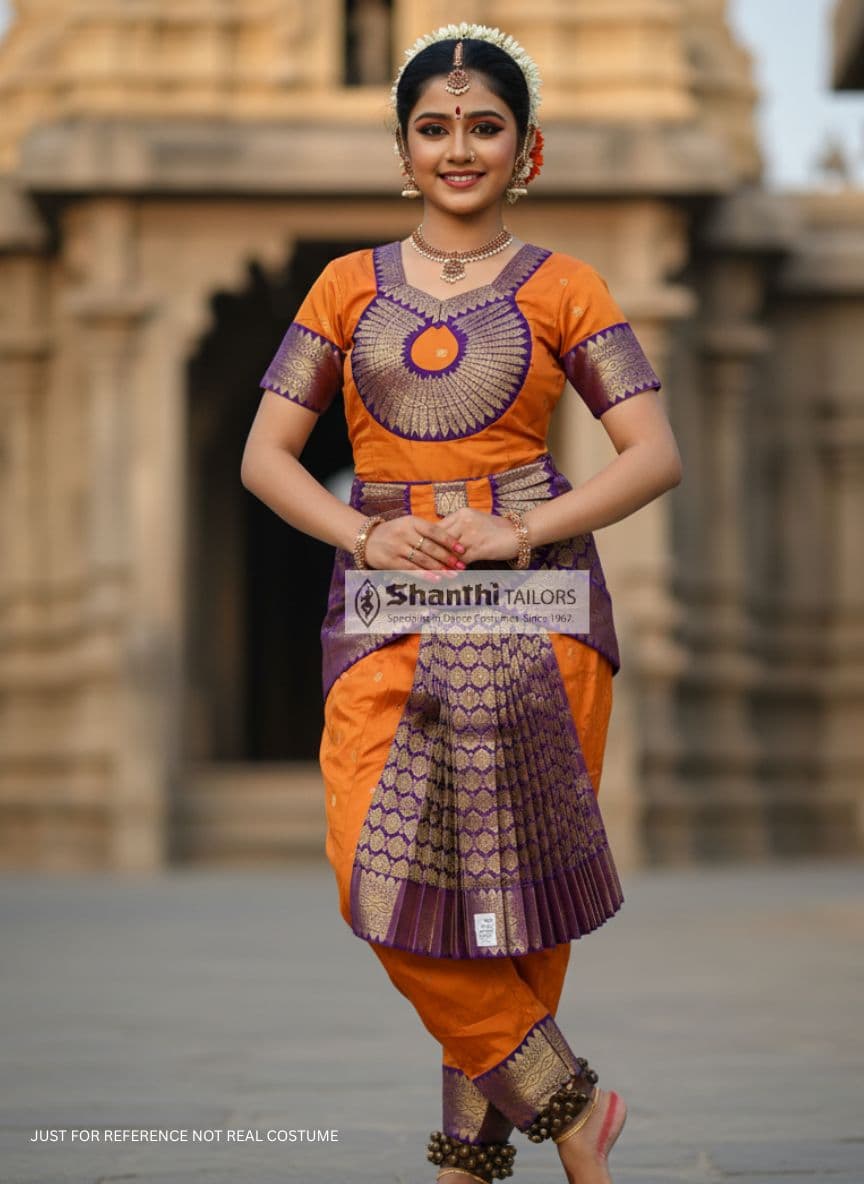 Bharatanatyam Dance Costume for Kids, close up of the SSD pant design.