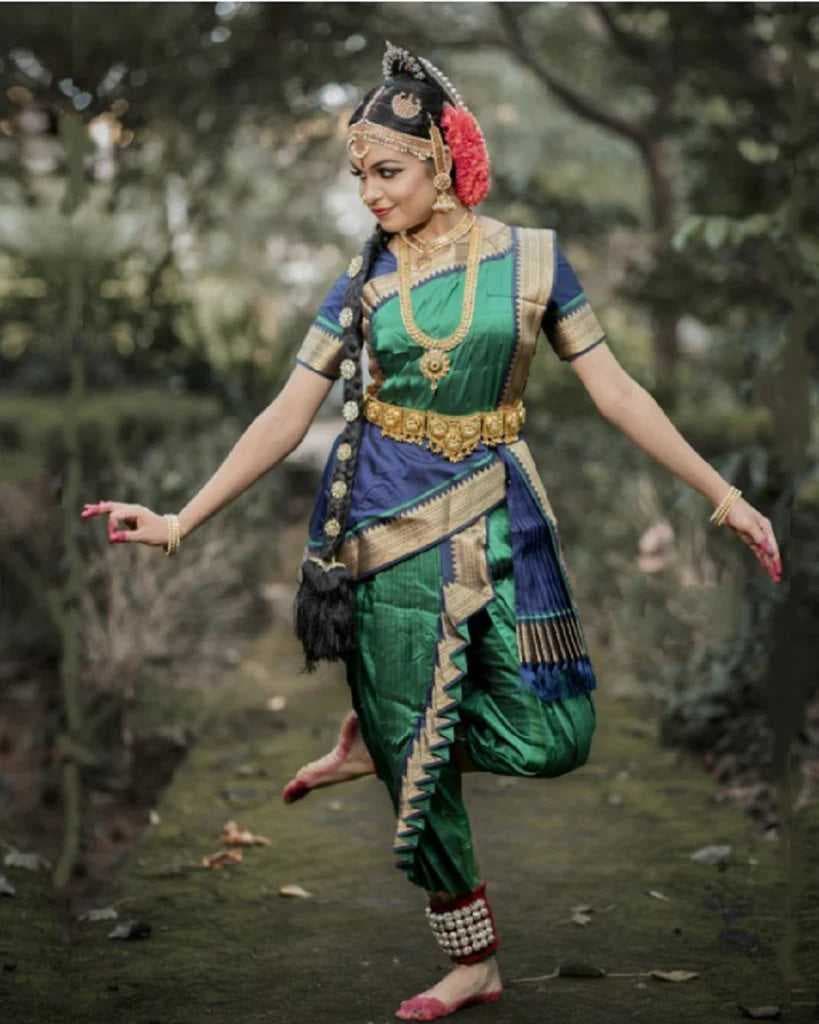 Kuchipudi Dress Cross Fan | Silk Dance Costume  | shanthitailors |  Custom Tailored Silk (Est. 1967)
