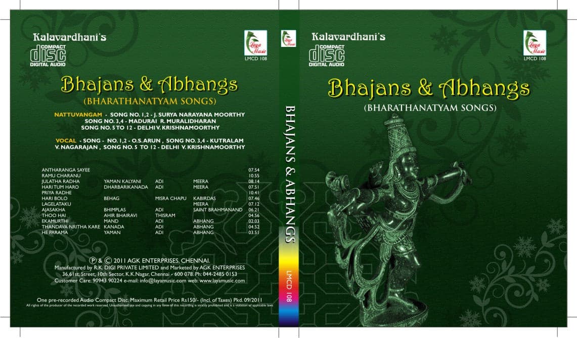 BHAJANS &  ABHANGS (BHARATHANATYAM SONGS)  | CD - music