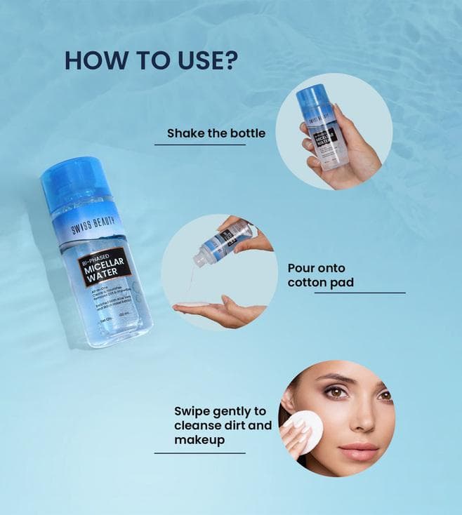 Swiss Beauty Micellar Water. Removes sweat & impurities. Ideal for Bharatanatyam dancers.