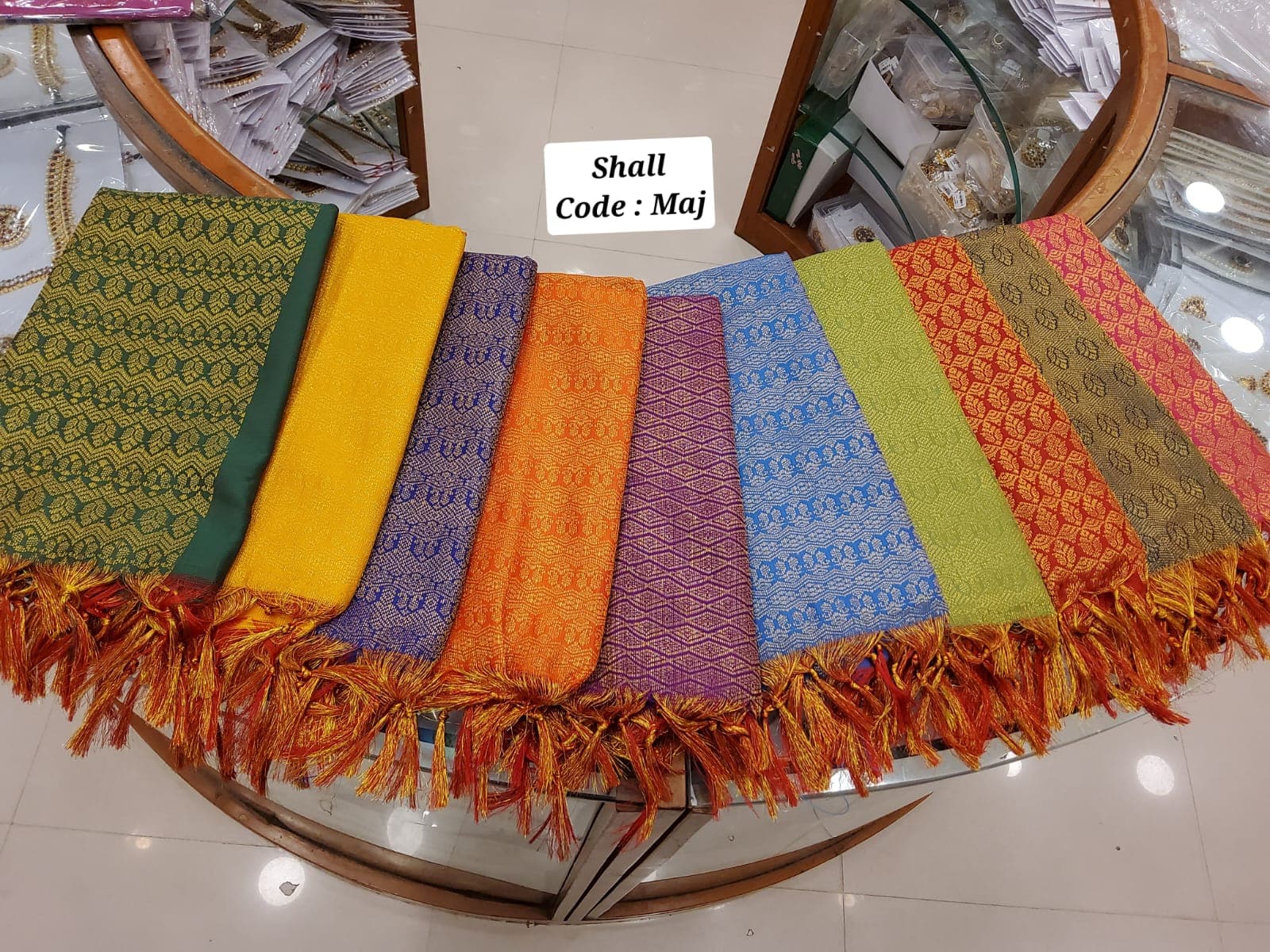 Ponnadai Shawl by Shanthi Tailors, ideal for Arangetram ceremonies.