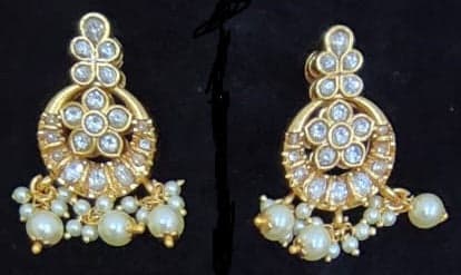 Antique Pearl Set K982, copper alloy jewelry for Bharatanatyam, oxidized finish