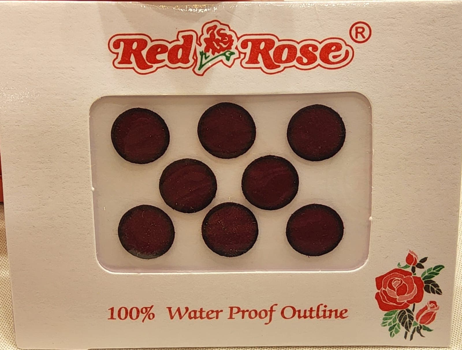 Maroon Round Bindi pack of 12 for classical dancers. Bharatanatyam hair accessories