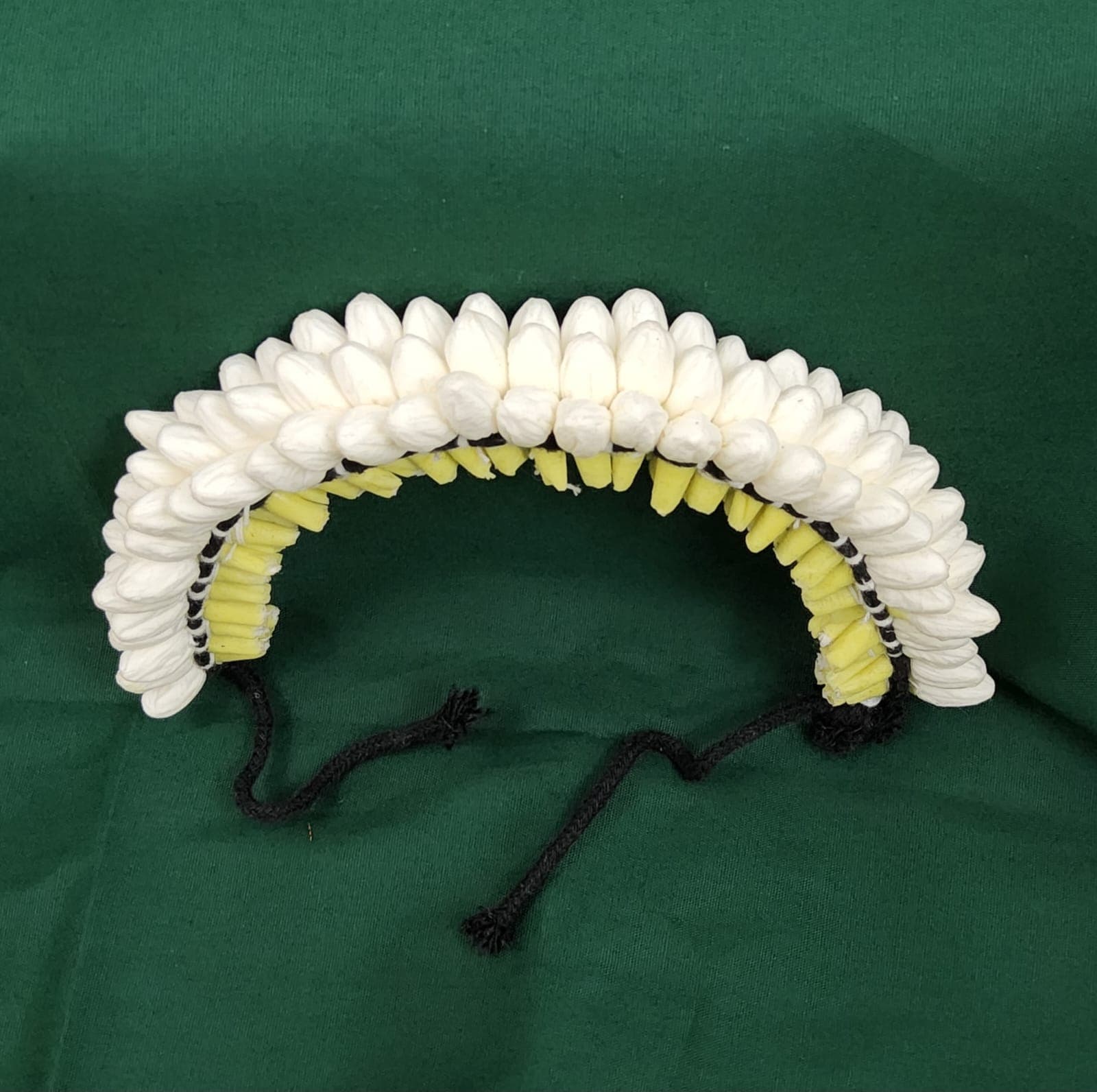 Close-up: Shanthi Tailors Mylapore paper mould jasmine flower, ideal for classical dance hair.