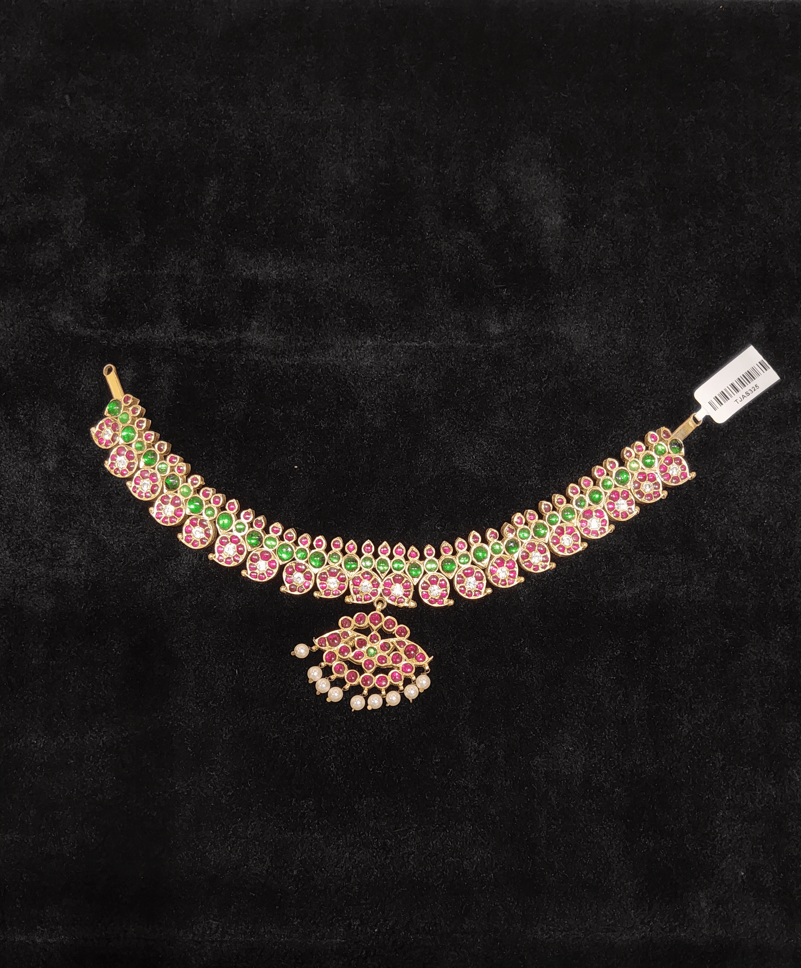 Half Size Mango Leaf Necklace, Original Temple Jewellery, gold plated silver, Bharatnatyam dance accessory