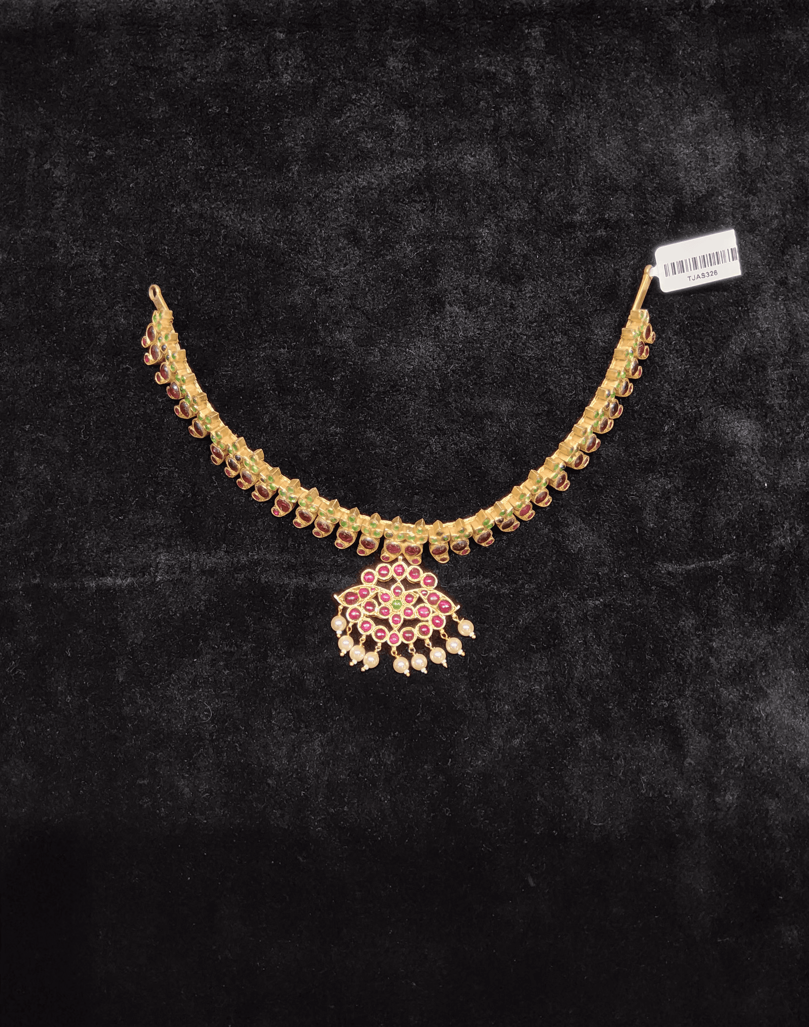 Surul Mango Malai Necklace, Temple Jewellery. Gold leafed silver, Bharatnatyam dancer jewellery