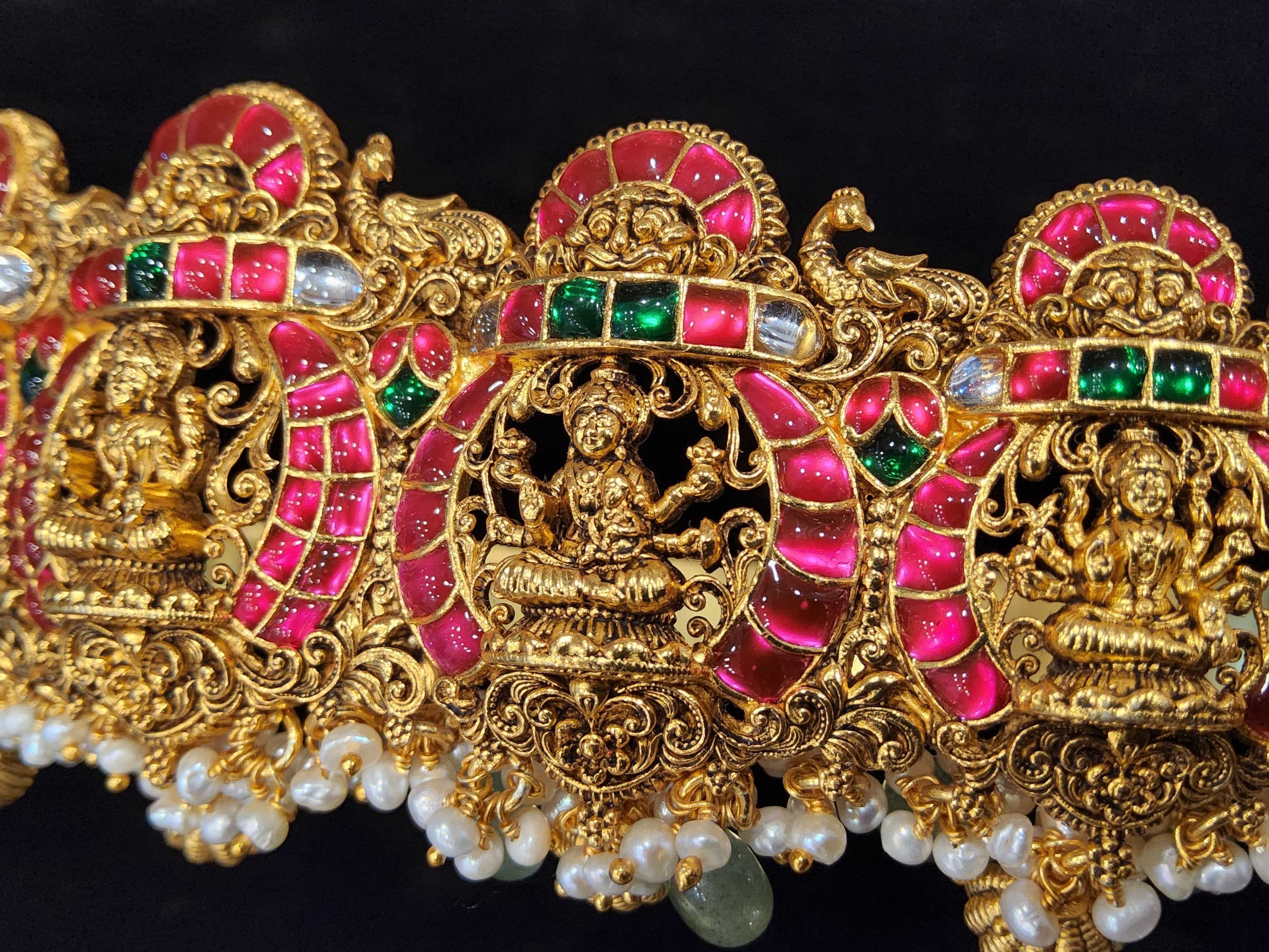 Temple Jewellery Belt | Lakshmi Design | 92.5%  Silver Kundan Jewellery