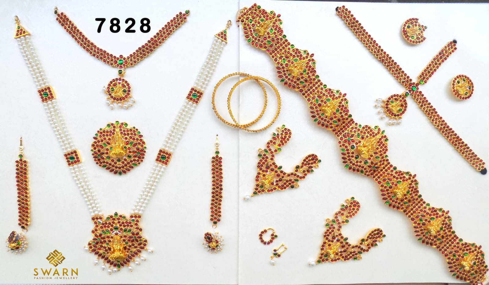 Pearls with full set | Jewellery set | 7828 - Jewelllery set