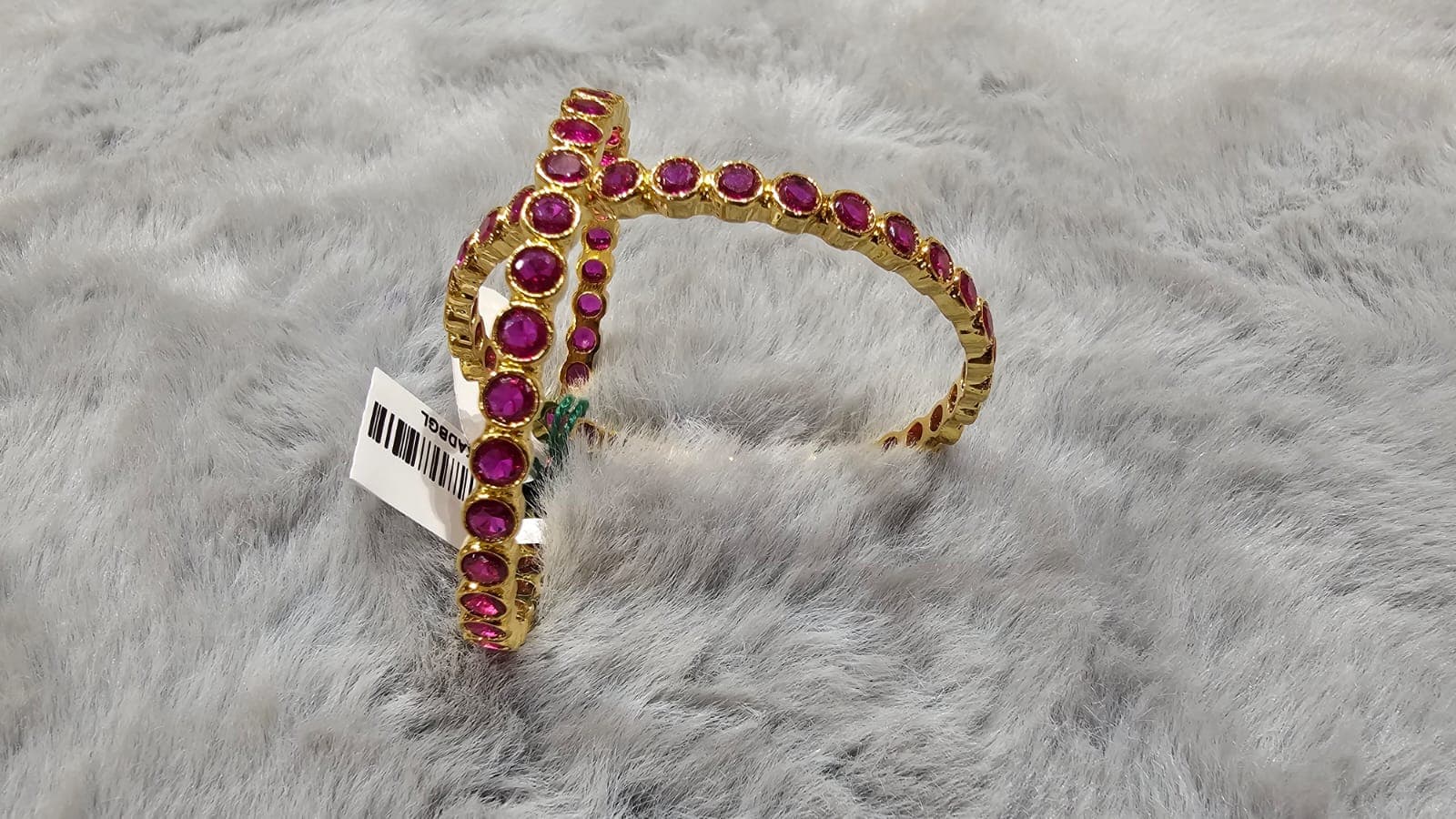 Close up of AD Bangles, copper jewellery, American Diamond detailing, Bharatanatyam jewellery set