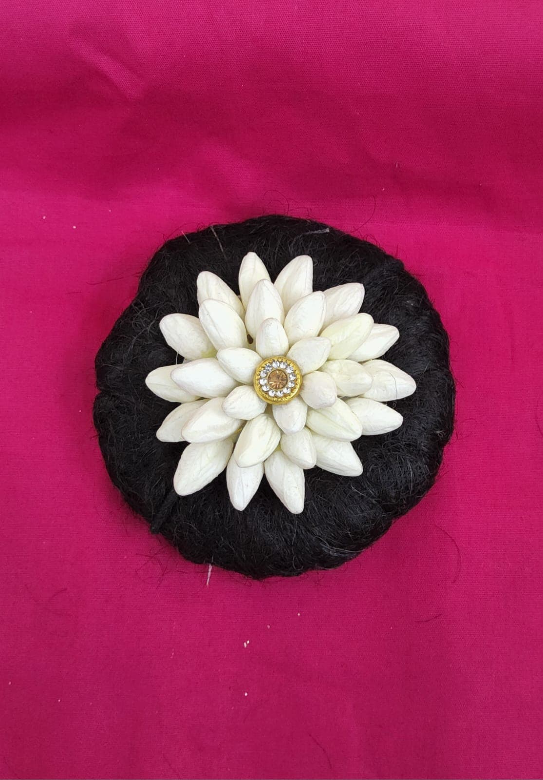 Yellow Flower Rockodi: Vibrant single flower. Traditional Indian dance hair accessory.