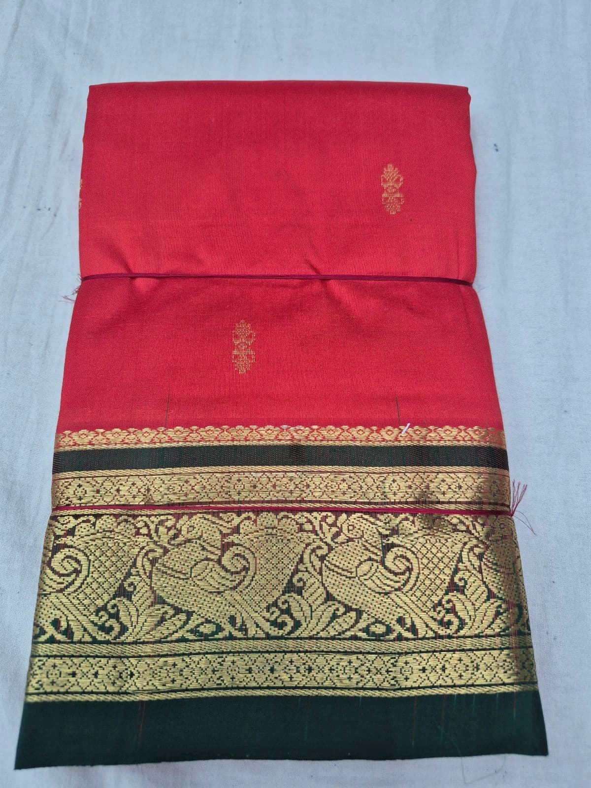 Red Dharmavaram Silk Saree with Black Border