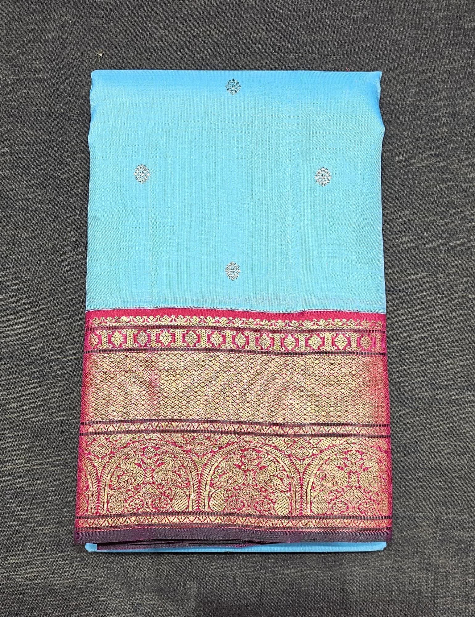 Sky Blue w Pink | Kanchipuram Silk Saree | SBS45