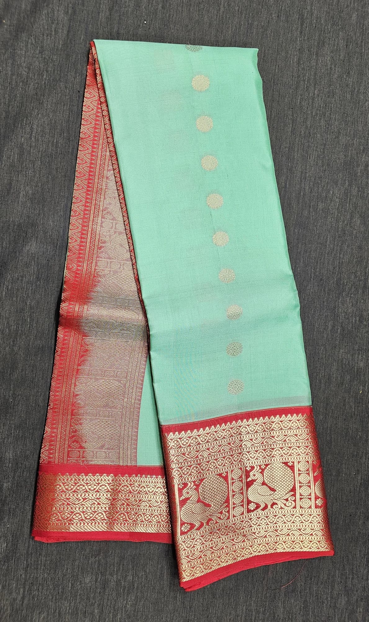 Sea Green with Red | Silk Saree | SV918