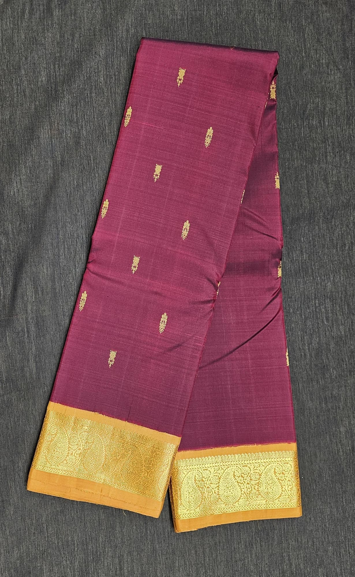 Meroon with Mustard | Kanchipuram Silk Saree | Arangetram | VED1
