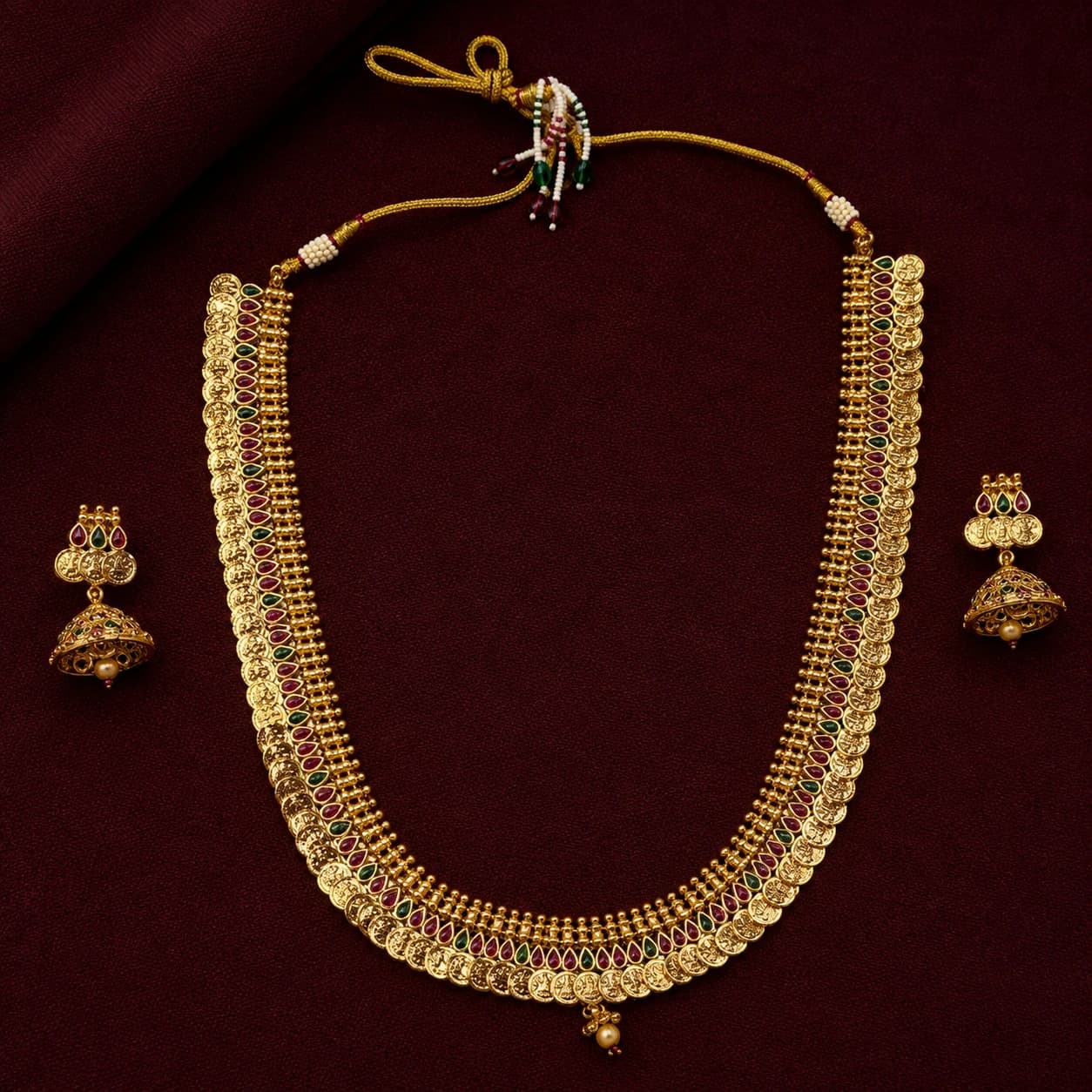 Kasumalai Haram w Earrings | Long Haram | Fashion Jewellery | NAV1443