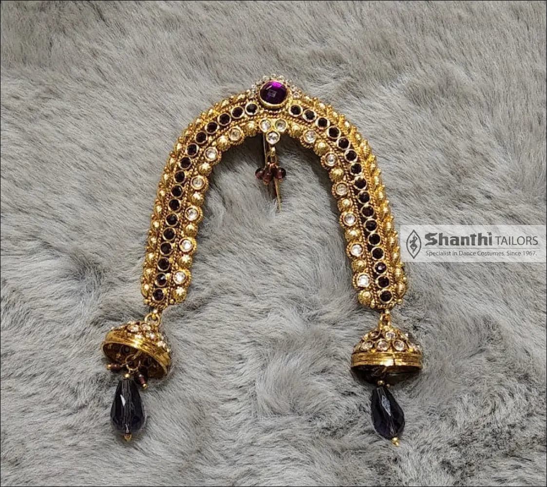 Purple Arch Jada Billai, antique hair ornament for dance, copper alloy, bharatanatyam ornaments
