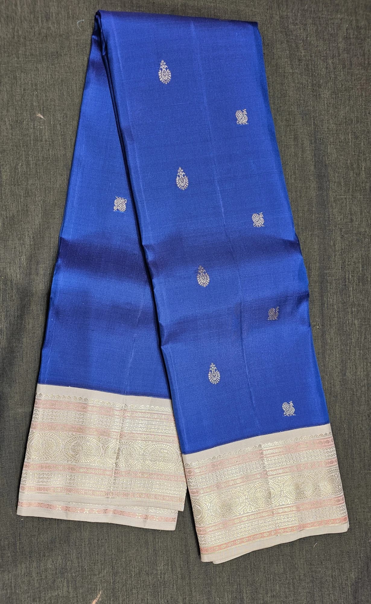 Peacock Blue w Off White |  Kanchipuram Silk Saree | SESS95