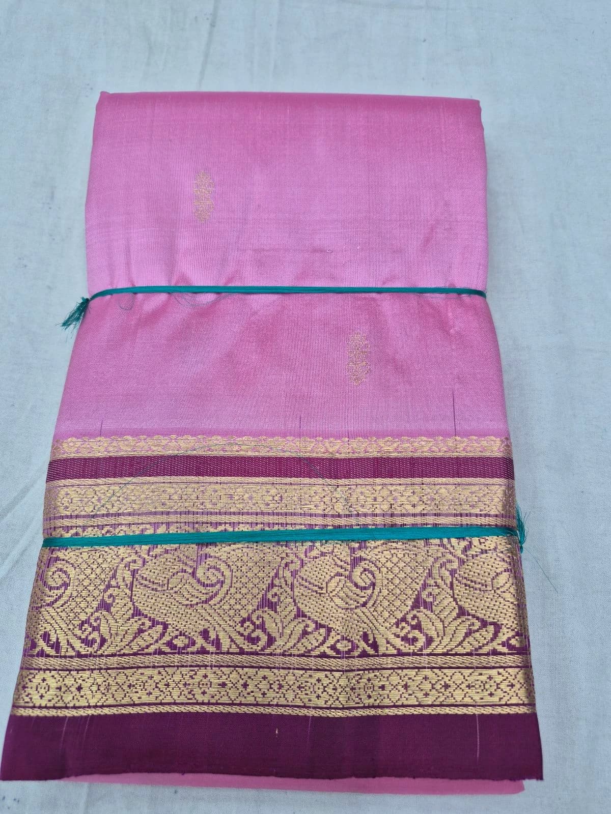 Pink Dharmavaram Silk Saree with Wine Border