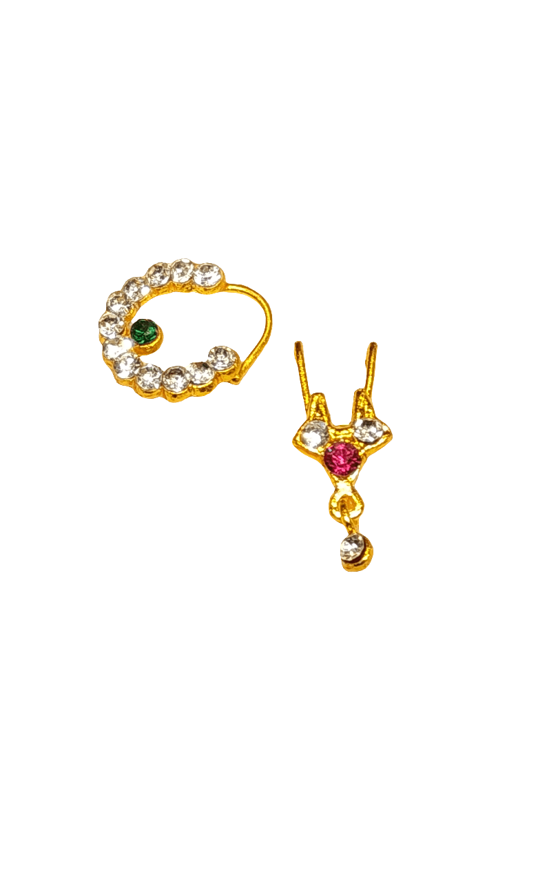 Nathu Bullaku White Pack of 5, multiple pieces. Indian Bridal Jewelry.