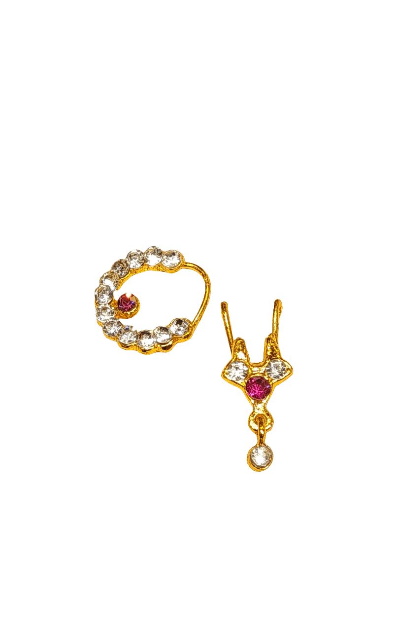 Nathu Bullaku White Pack of 5, detail shot. White nose piercing jewelry.