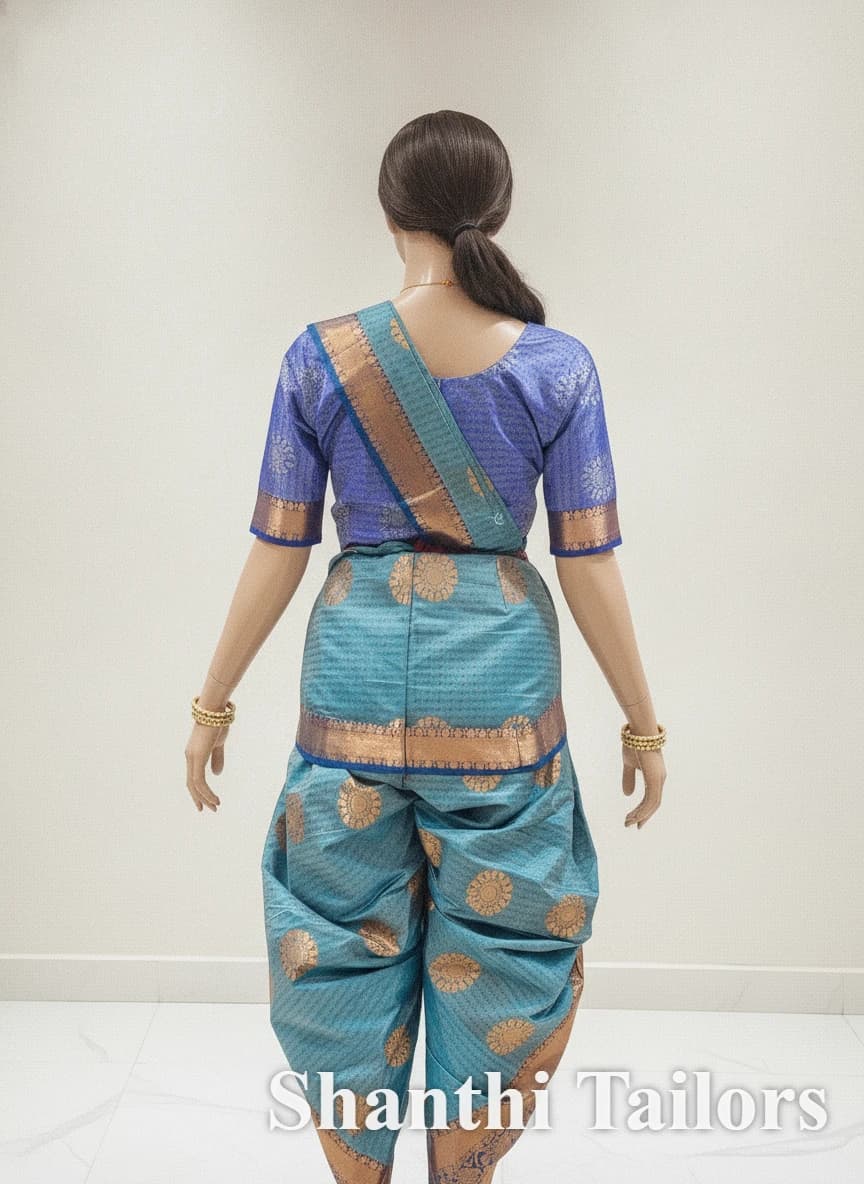 Sea Green w Blue | Dhoti Long Fan | Readymade Costume