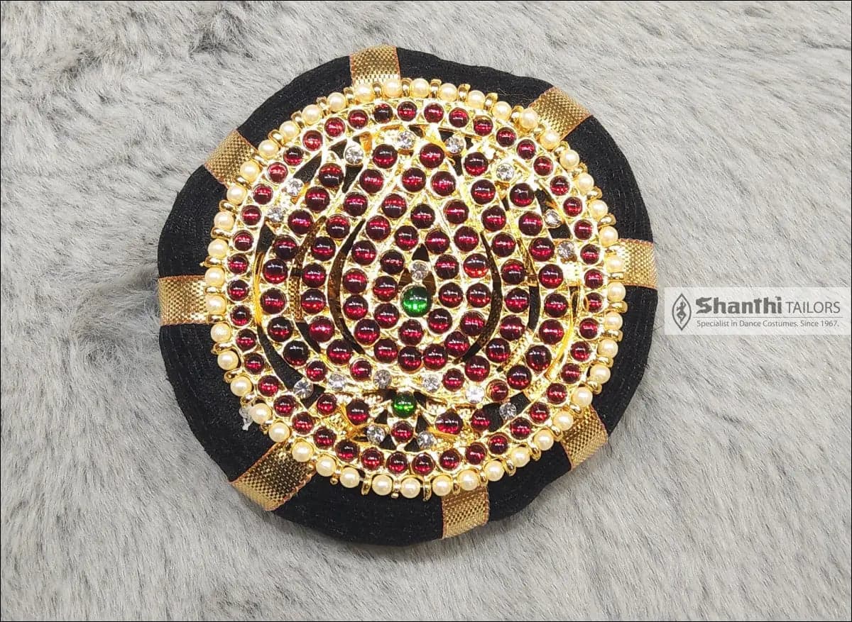 Bun with Rockodi Clip: Indian classical dance hair accessory. Traditional temple jewelry look.