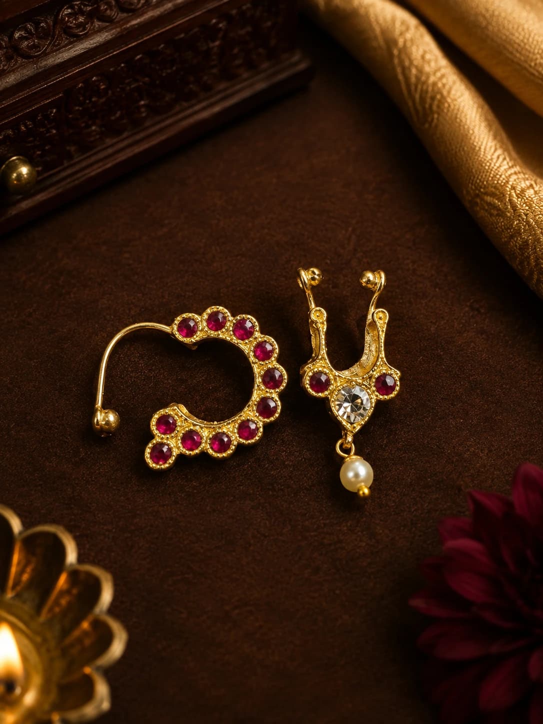 Nathu Bullaku |Nose Pin | Original Temple Jewellery - Silver