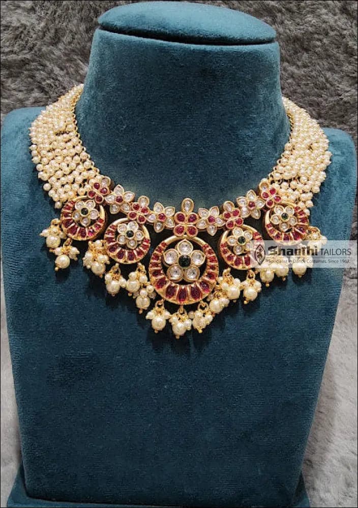 Chakra Pearl Necklace - Elegant Copper Temple Jewelry - Dance Costumes
