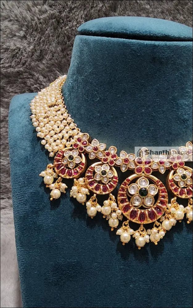 Chakra Pearl Necklace Elegant Copper Temple Jewelry Dance Costumes