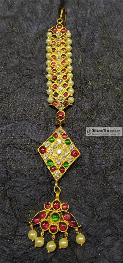Traditional Chutty Tikka. Original Temple Jewellery for Bharatanatyam & Kuchipudi. Forehead piece.