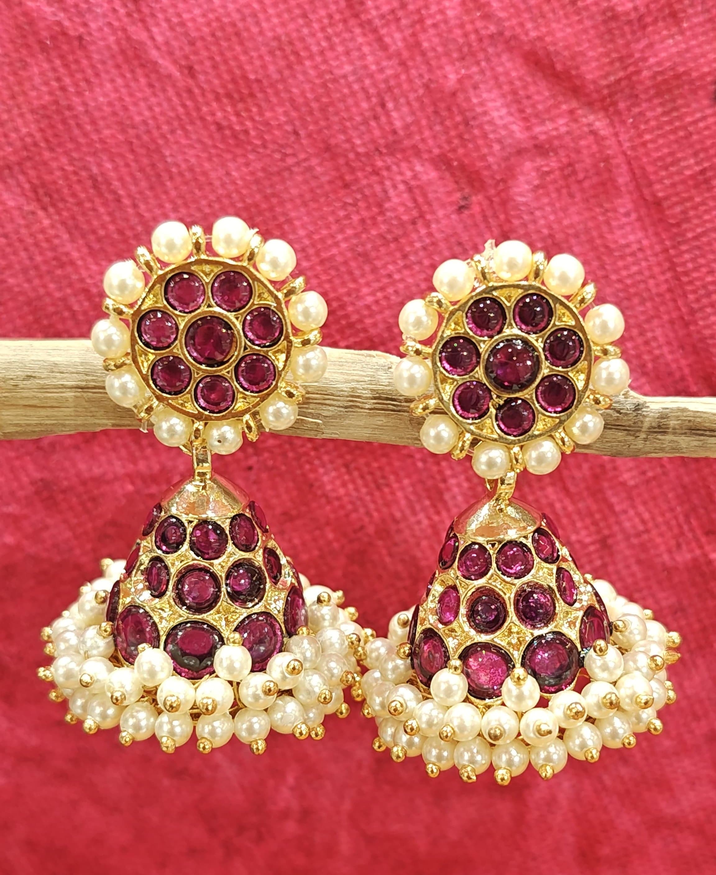 Jummiki Margam earrings, silver base gold leaf, temple jewellery for dance performance.