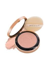 Swiss Beauty Compact Powder open. Close up showing powder texture & application.