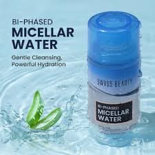 Swiss Beauty Micellar Water bottle. Gentle makeup remover for dancers. Skin cleansing.