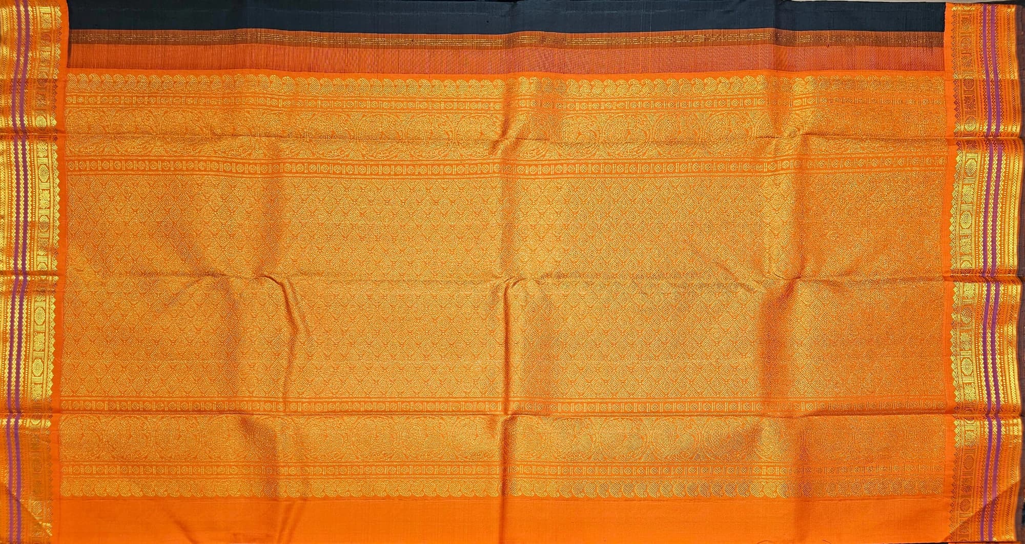 Green with Orange  | Kanchipuram Silk Saree | Arangetram |  SVO45